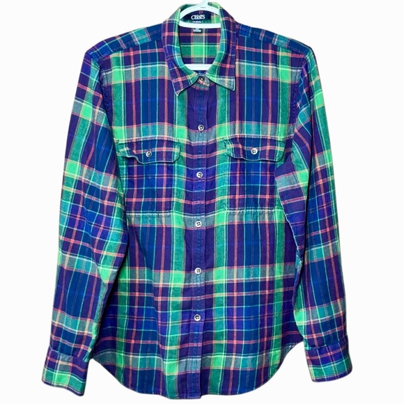 Chaps Tops - Chaps by Ralph Lauren Plaid Flannel in Purple/Green Women’s XL
